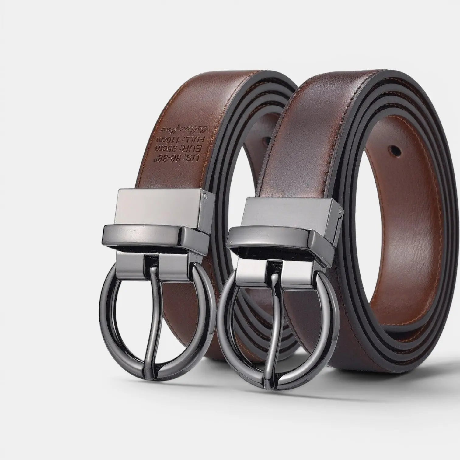 Women's 2-in-1 Reversible Smooth Leather Belt Round Buckle | Birvox | Beltary