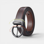 Women's 2-in-1 Reversible Smooth Leather Belt Round Buckle | Birvox | Beltary