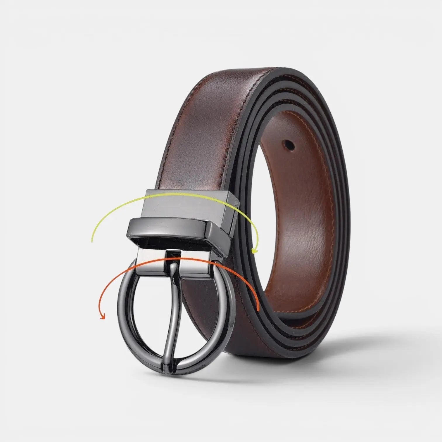 Women's 2-in-1 Reversible Smooth Leather Belt Round Buckle | Birvox | Beltary