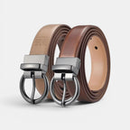 Women's 2-in-1 Reversible Smooth Leather Belt Round Buckle | Birvox | Beltary