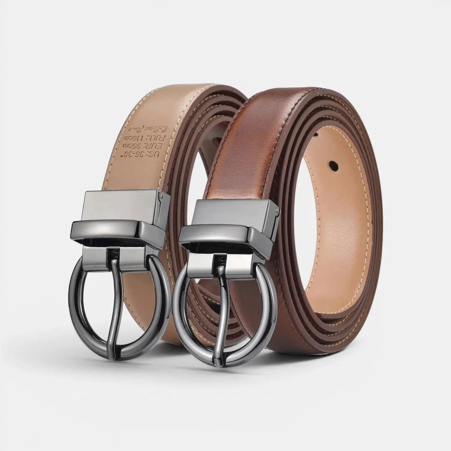 Women's 2-in-1 Reversible Smooth Leather Belt Round Buckle | Birvox | Beltary
