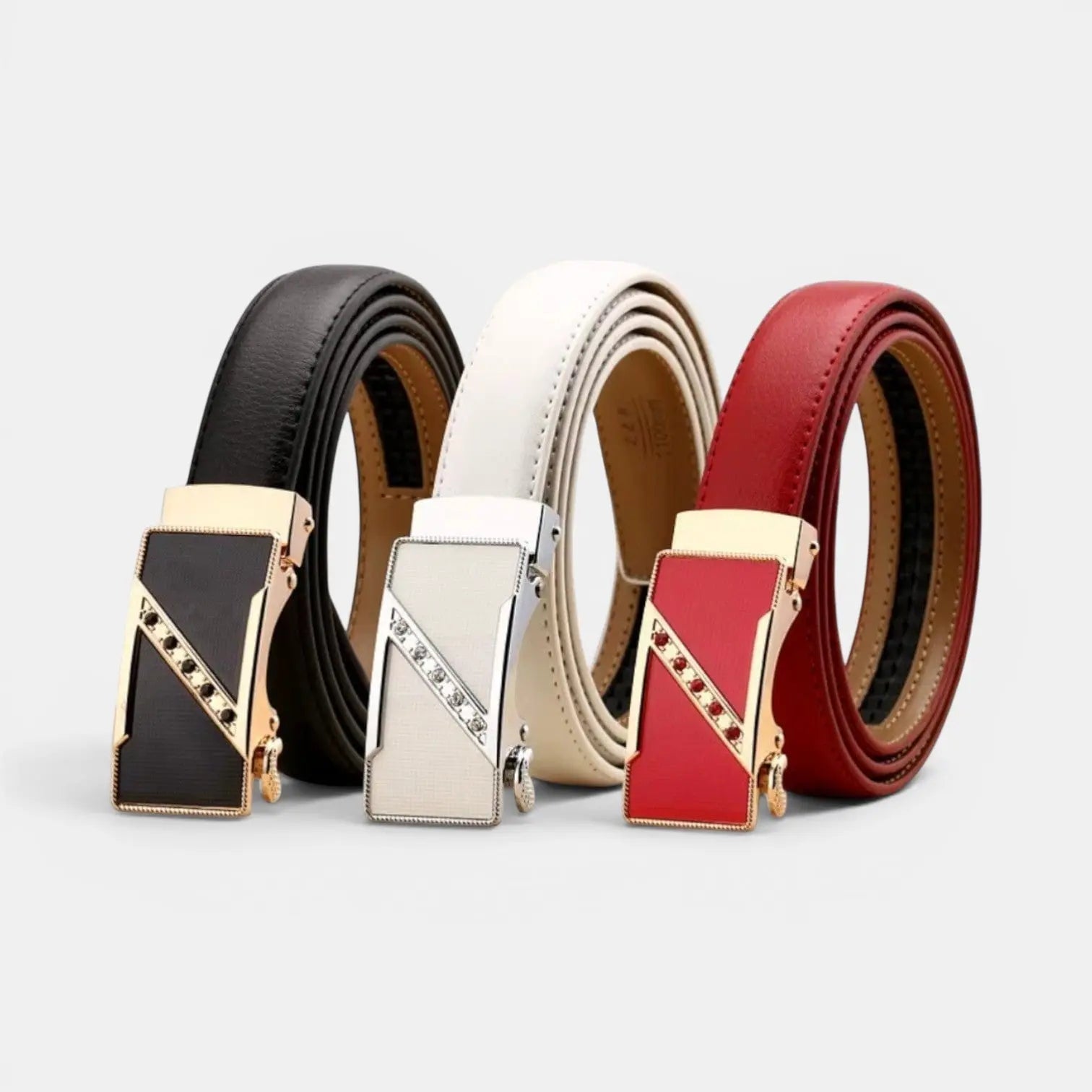 Women's Automatic Leather Belt with Diamante Buckle | Zelvex | Beltary