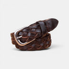 Women's Braided Full Grain Leather Belt with Round Buckle | Welvax | Beltary