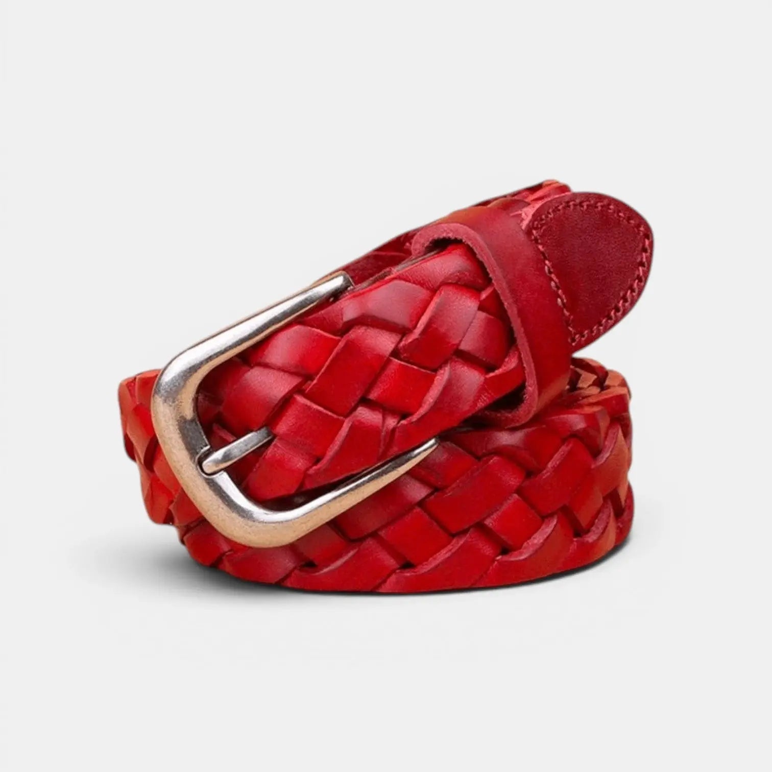 Women's Braided Full Grain Leather Belt with Round Buckle | Welvax | Beltary