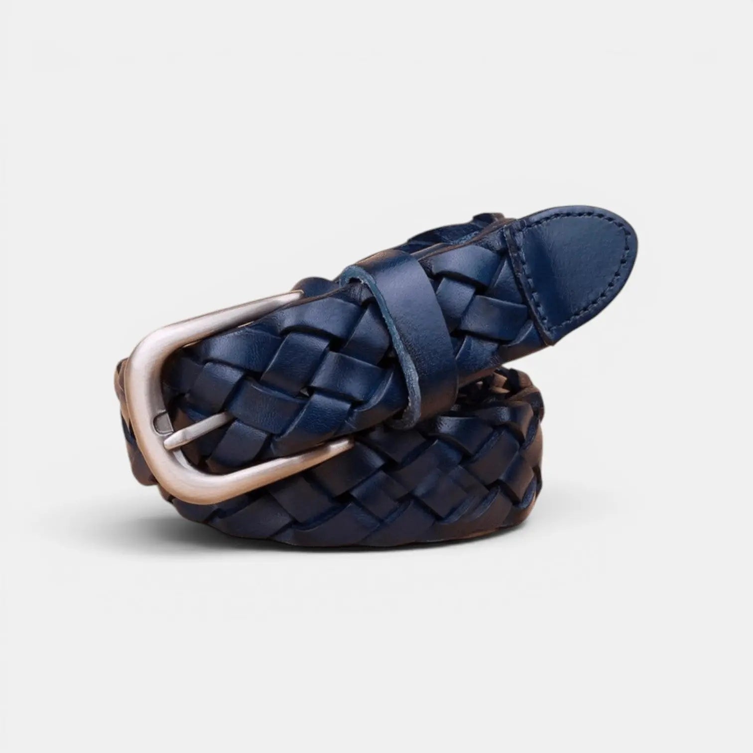 Women's Braided Full Grain Leather Belt with Round Buckle | Welvax | Beltary