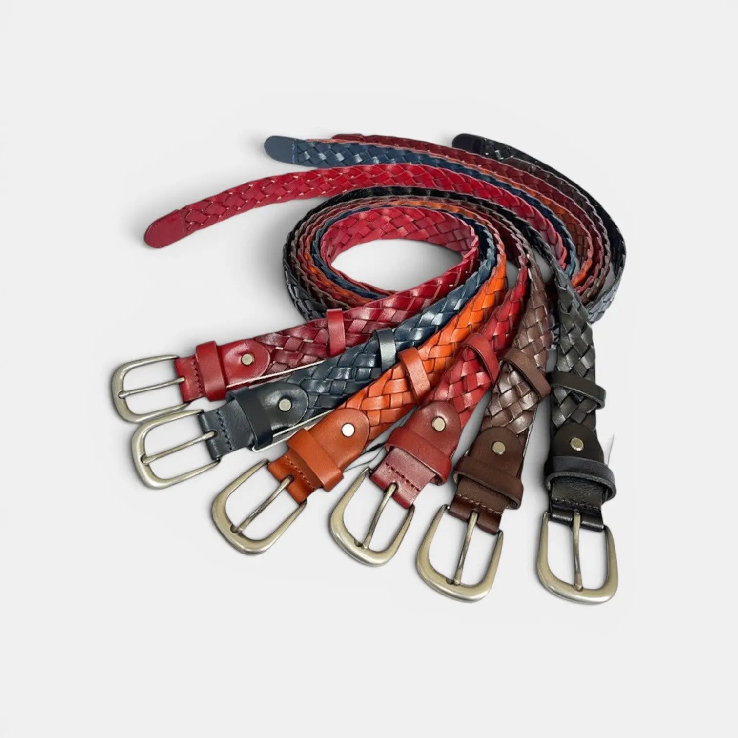 Women's Braided Full Grain Leather Belt with Round Buckle | Welvax | Beltary