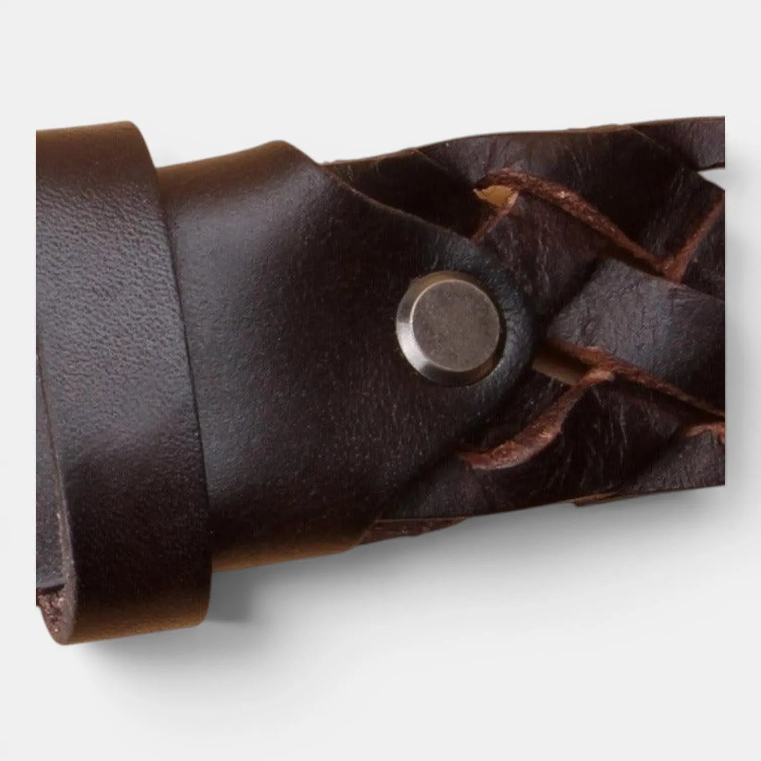 Women's Braided Full Grain Leather Belt with Round Buckle | Welvax | Beltary