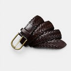 Women's Braided Leather Belt 3 cm Gold Round Buckle | Halvex | Beltary