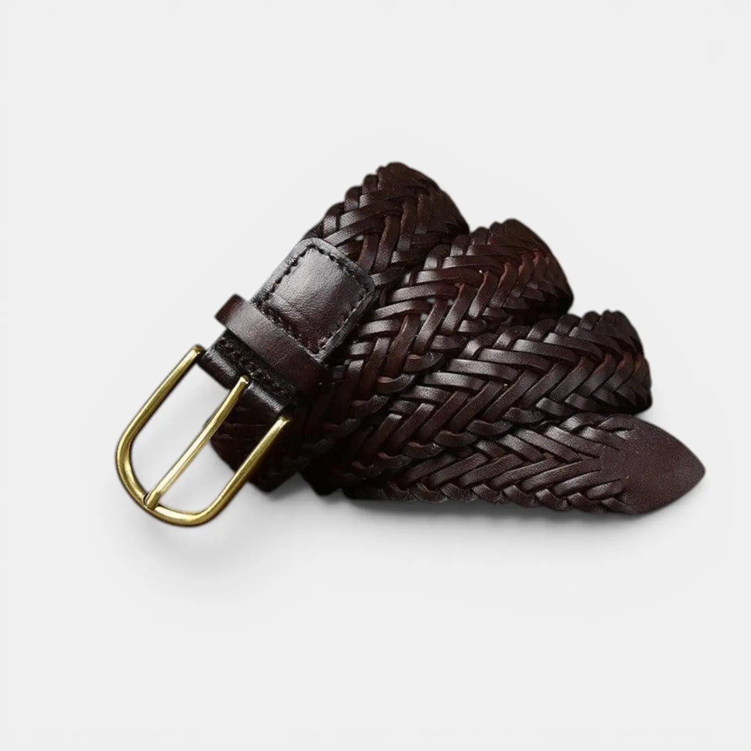 Women's Braided Leather Belt 3 cm Gold Round Buckle | Halvex | Beltary
