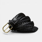 Women's Braided Leather Belt 3 cm Gold Round Buckle | Halvex | Beltary
