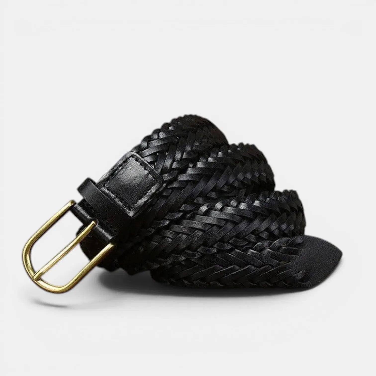 Women's Braided Leather Belt 3 cm Gold Round Buckle | Halvex | Beltary