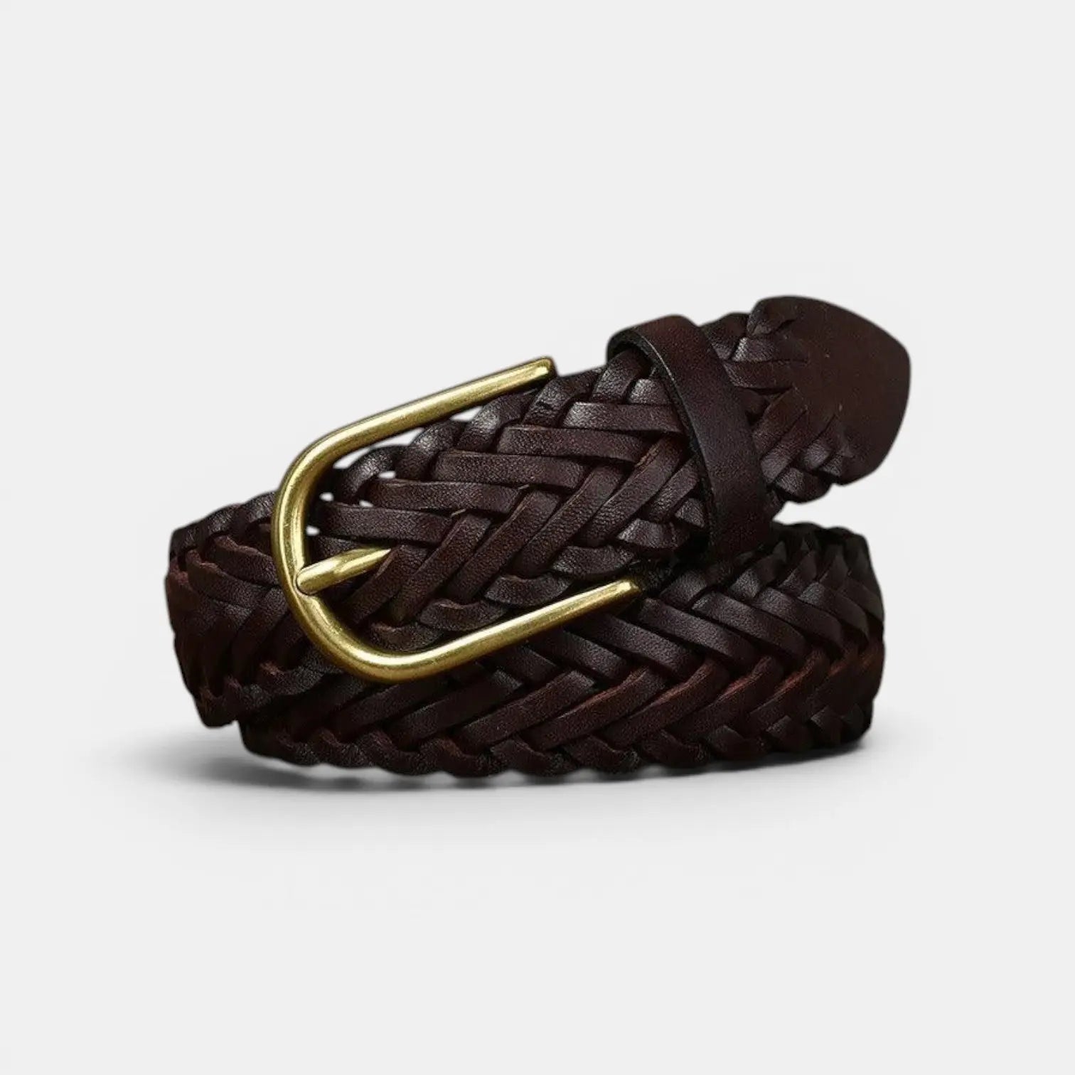 Women's Braided Leather Belt 3 cm Gold Round Buckle | Halvex | Beltary