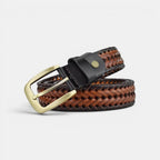 Women's Braided Leather Belt No Holes Pin Buckle | Nelvax | Beltary