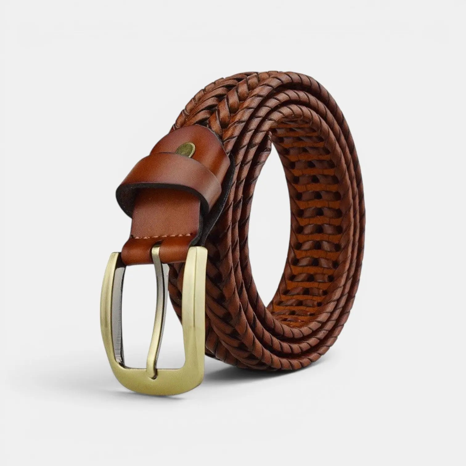 Women's Braided Leather Belt No Holes Pin Buckle | Nelvax | Beltary