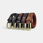 Women's Braided Leather Belt No Holes Pin Buckle | Nelvax | Beltary
