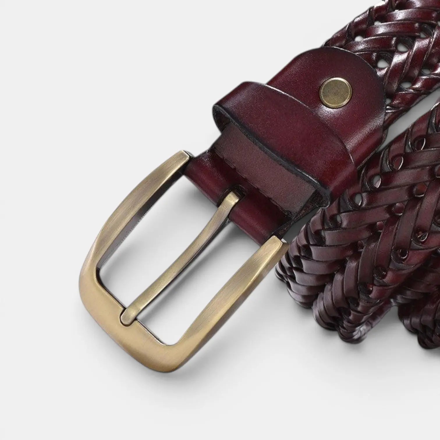 Women's Braided Leather Belt No Holes Pin Buckle | Nelvax | Beltary