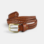 Women's Braided Leather Belt No Holes Pin Buckle | Nelvax | Beltary