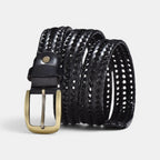 Women's Braided Leather Belt No Holes Pin Buckle | Nelvax | Beltary