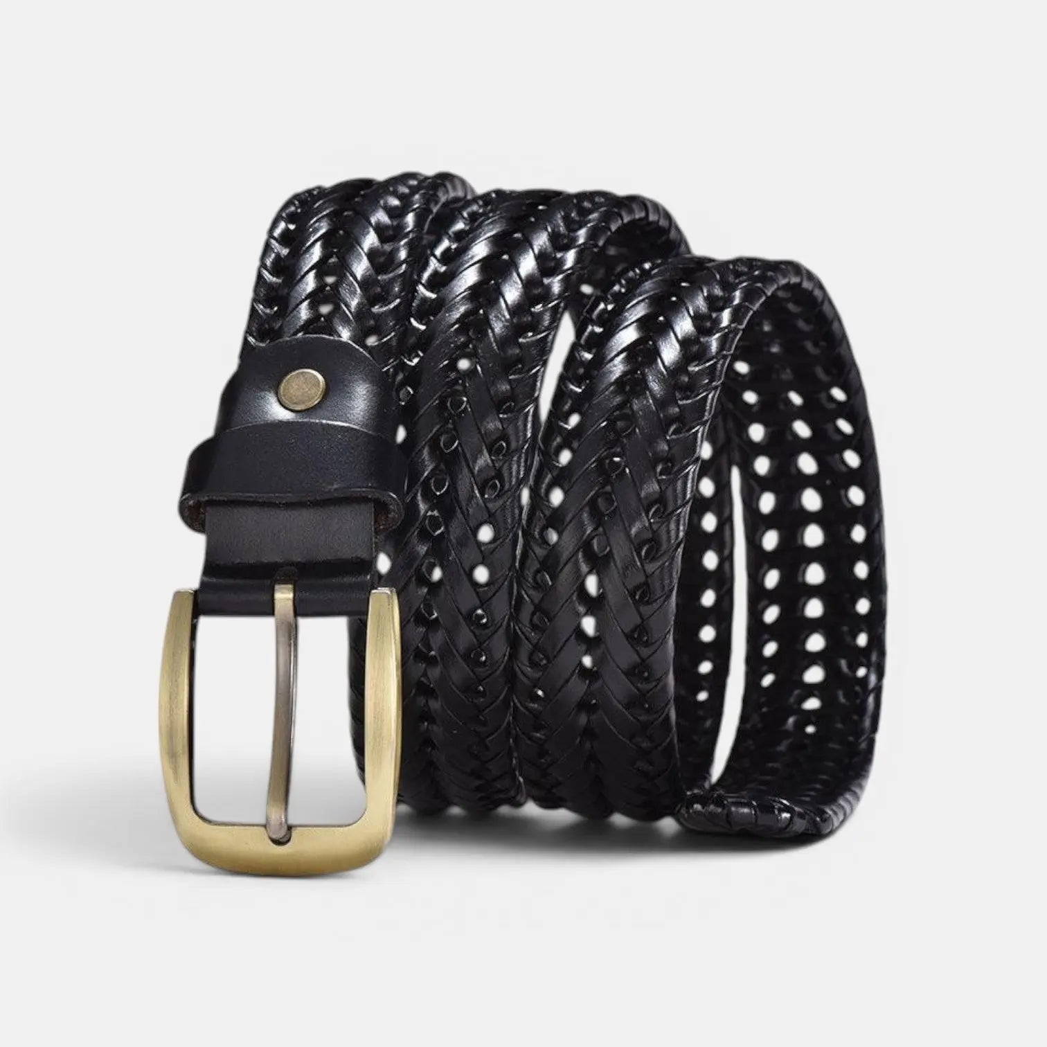 Women's Braided Leather Belt No Holes Pin Buckle | Nelvax | Beltary