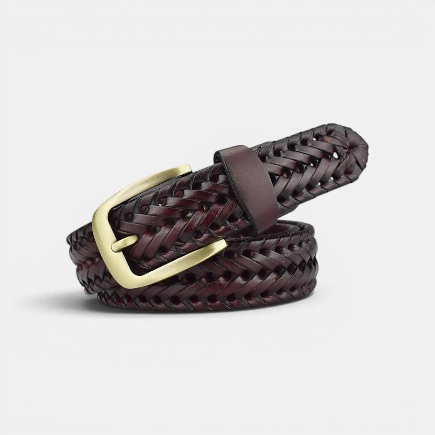 Women's Braided Leather Belt No Holes Pin Buckle | Nelvax | Beltary