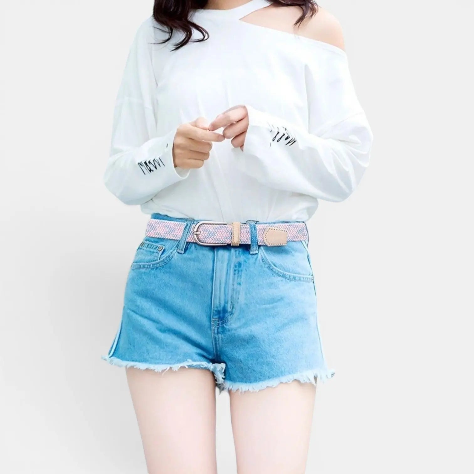 Women's Elasticated Woven Belt with Rounded Buckle | Telvorx | Beltary