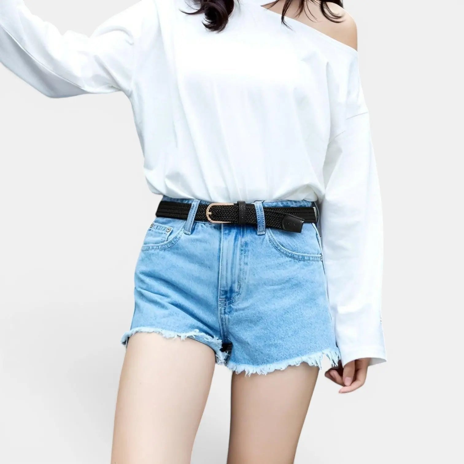 Women's Elasticated Woven Belt with Rounded Buckle | Telvorx | Beltary