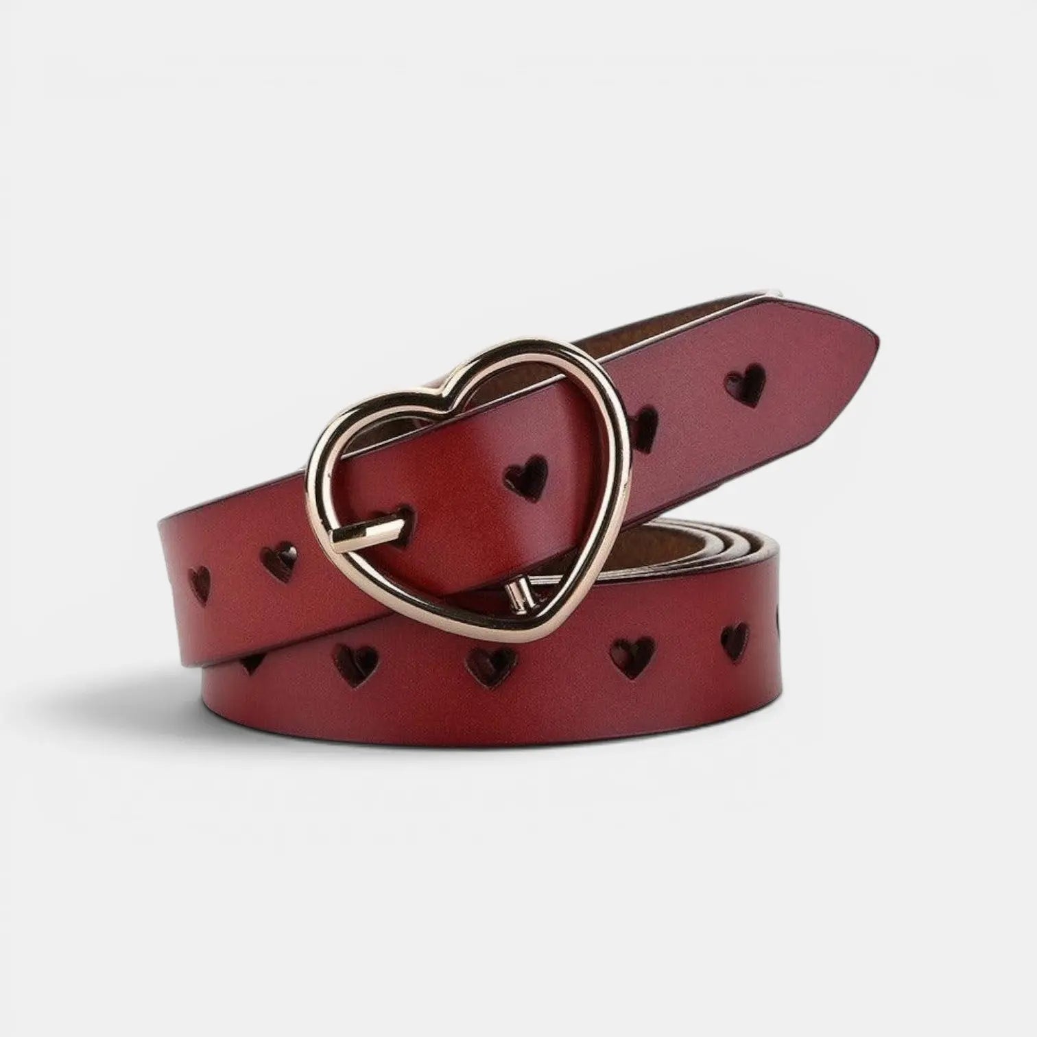 Women's Fine Perforated Leather Belt Gold Heart Buckle | Cordvex | Beltary