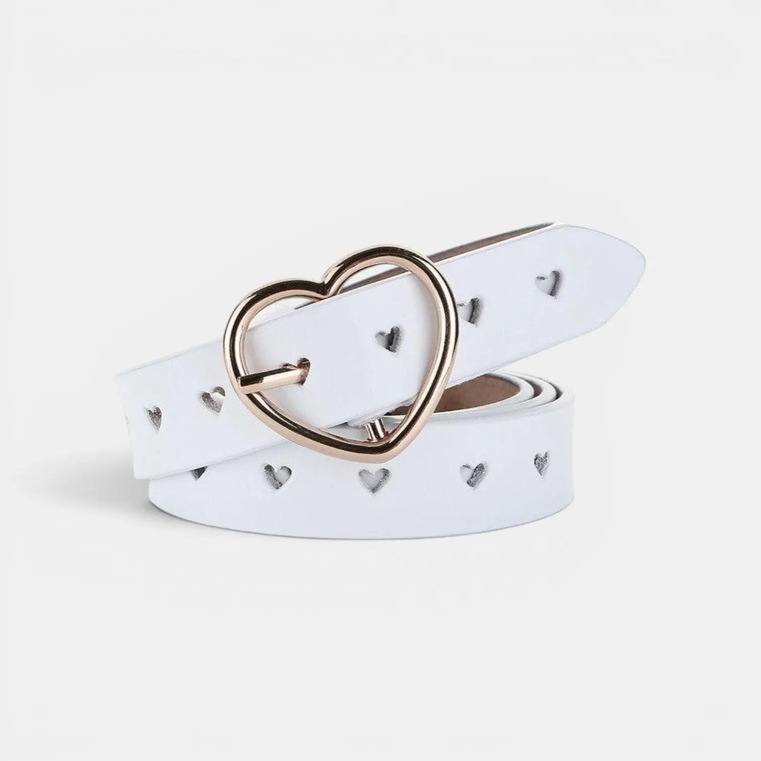 Women's Fine Perforated Leather Belt Gold Heart Buckle | Cordvex | Beltary