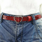 Women's Fine Perforated Leather Belt Gold Heart Buckle | Cordvex | Beltary