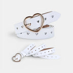 Women's Fine Perforated Leather Belt Gold Heart Buckle | Cordvex | Beltary