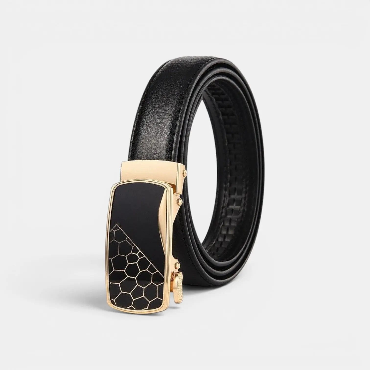 Women's Grained Leather Belt Automatic Gold Buckle Decorated | Gilvex | Beltary