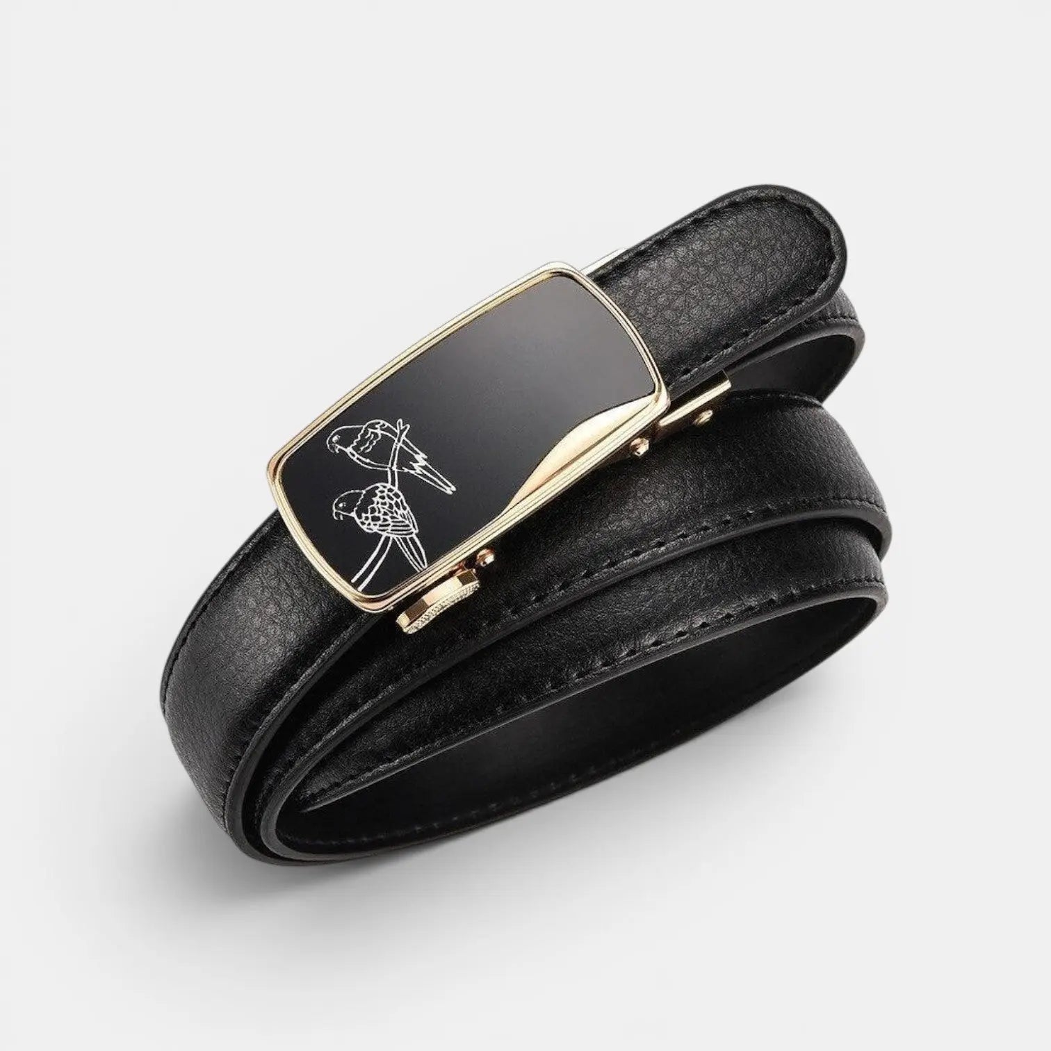 Women's Grained Leather Belt Automatic Gold Buckle Decorated | Gilvex | Beltary