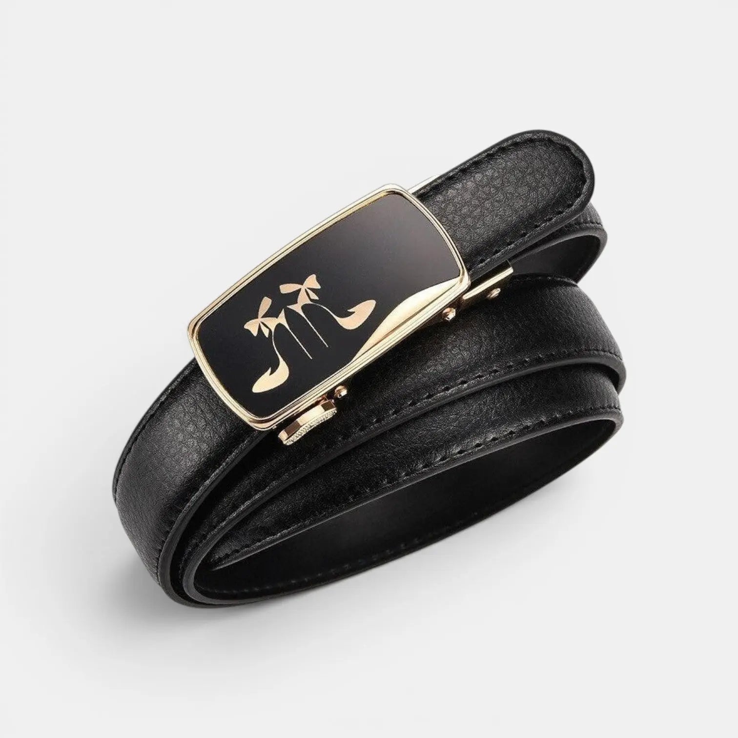 Women's Grained Leather Belt Automatic Gold Buckle Decorated | Gilvex | Beltary