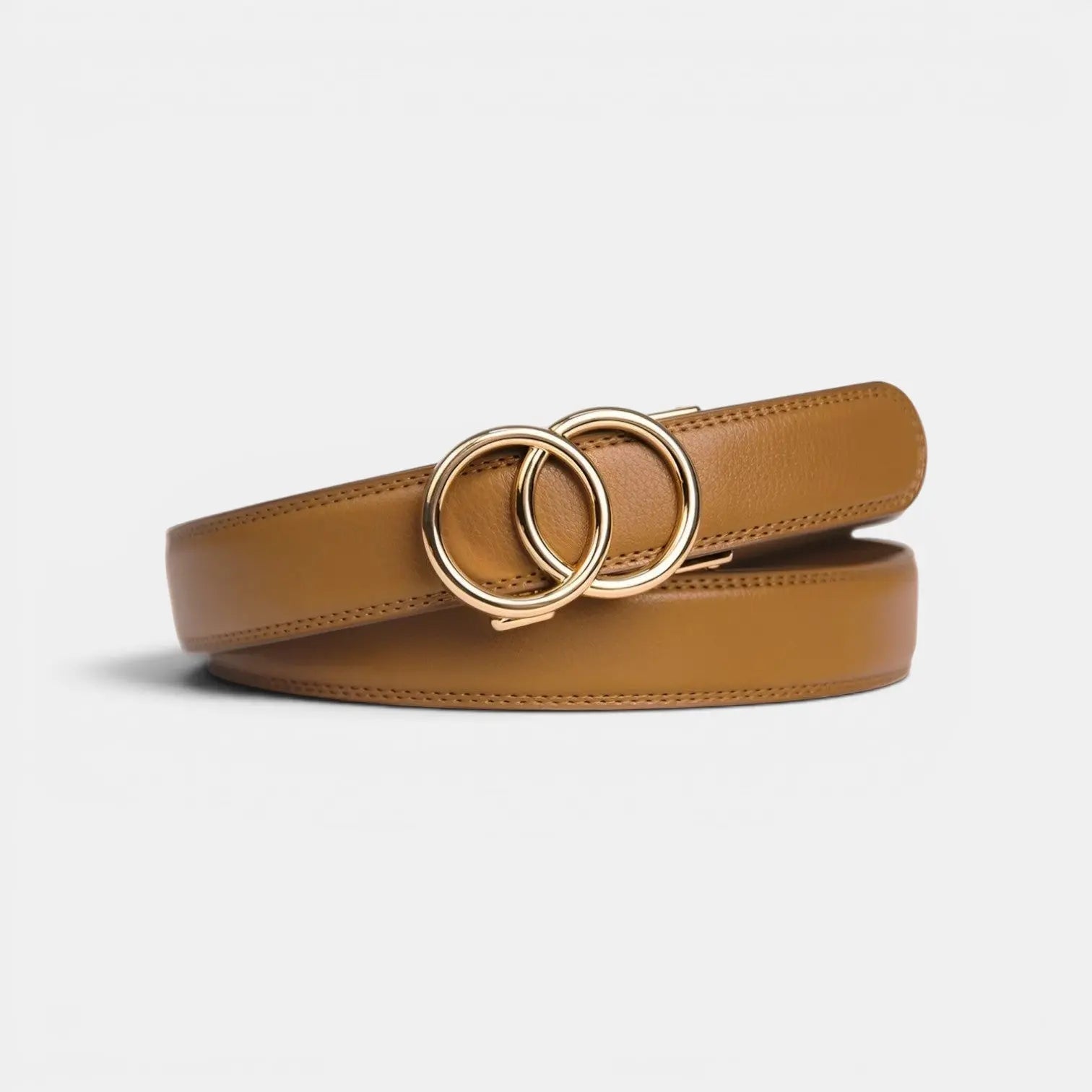 Women's Grained Leather Belt Hole-Free Automatic Buckle | Ornav | Beltary
