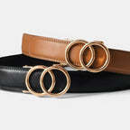 Women's Grained Leather Belt Hole-Free Automatic Buckle | Ornav | Beltary