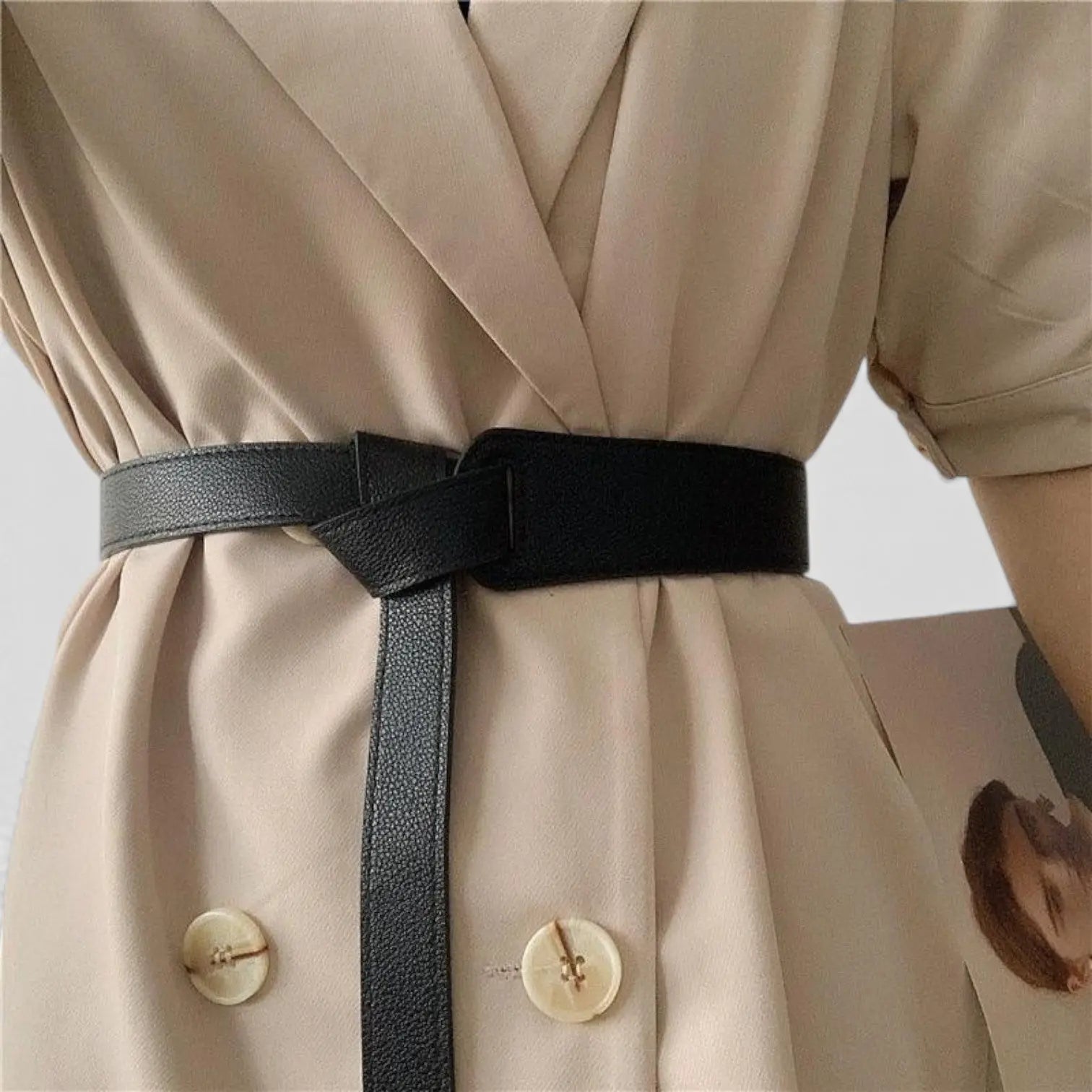 Women's Grained Leather Tie Belt Without Buckle | Gralvex | Beltary