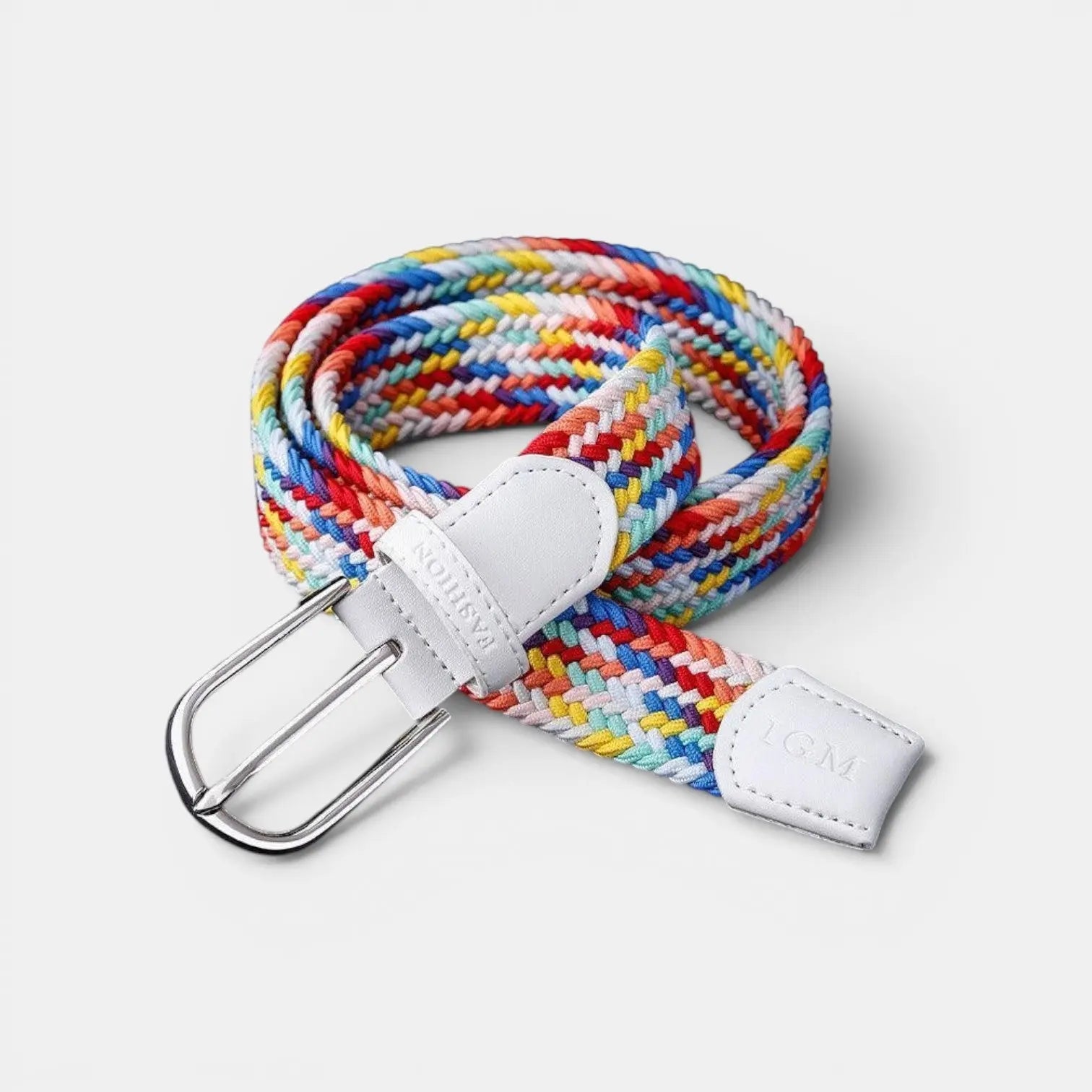 Women's Multicolour Braided Elastic Belt with Round Buckle | Brelox | Beltary