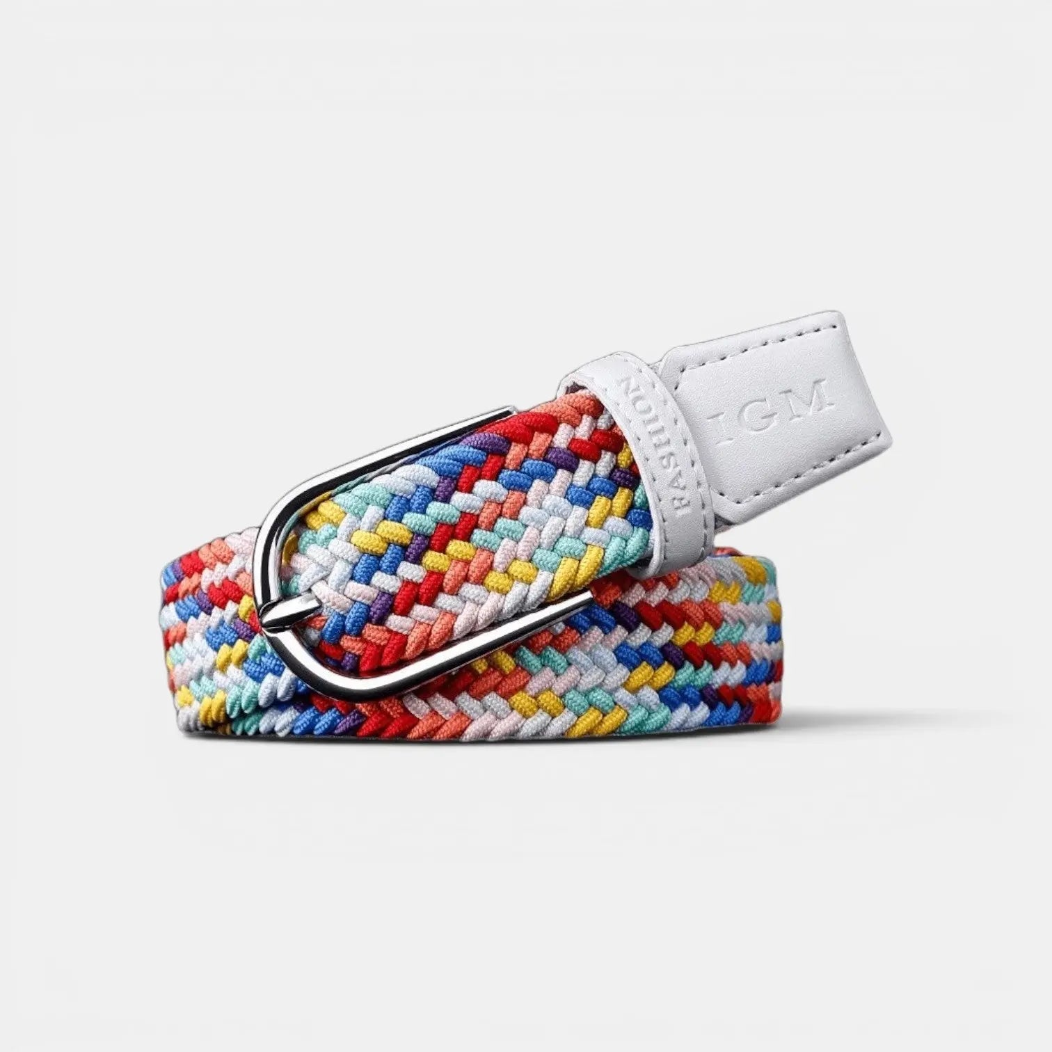 Women's Multicolour Braided Elastic Belt with Round Buckle | Brelox | Beltary