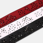 Women's Perforated Leather Belt Bohemian Round Buckle Decorated | Ajolvex | Beltary