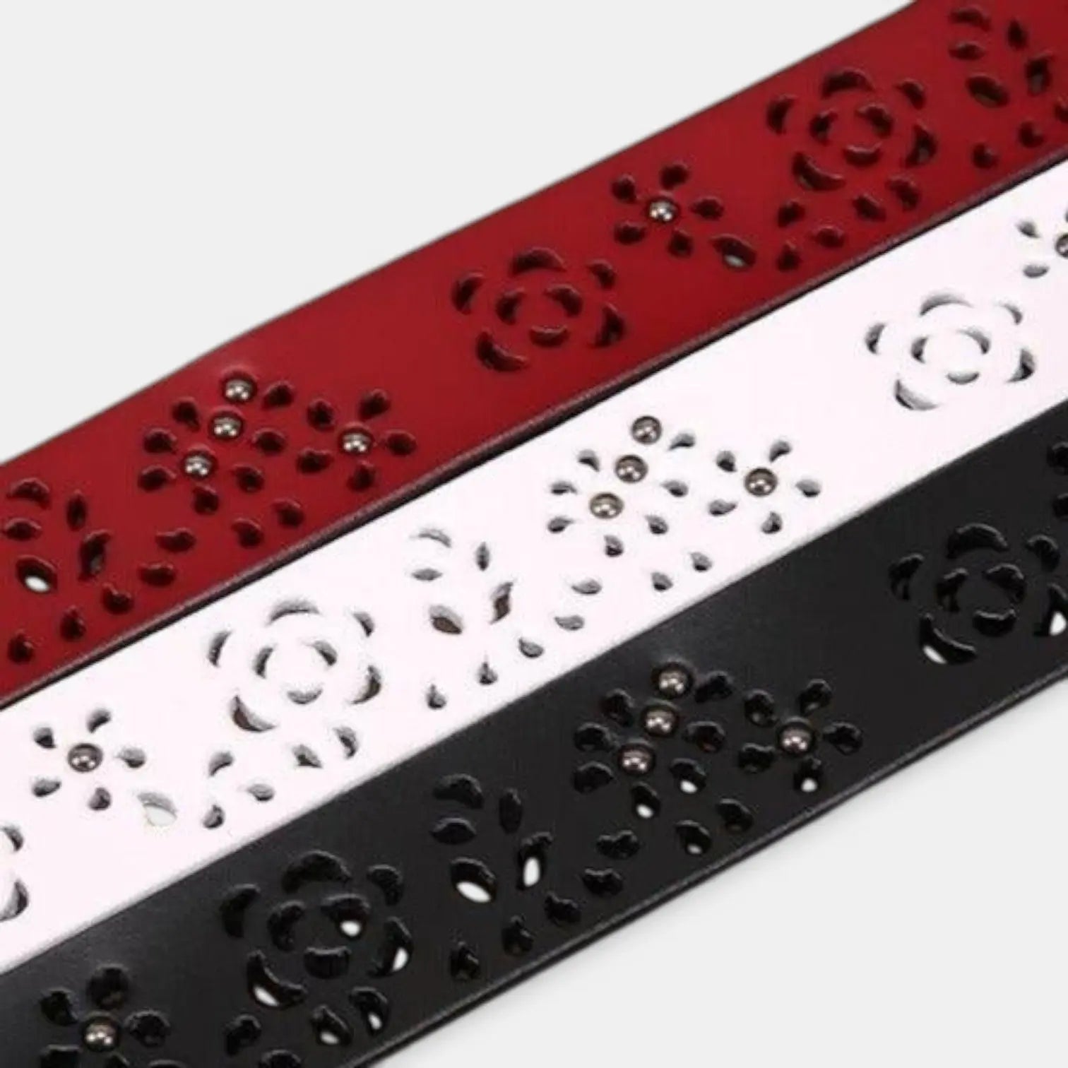 Women's Perforated Leather Belt Bohemian Round Buckle Decorated | Ajolvex | Beltary
