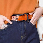 Women's Perforated Leather Belt Silver Pin Buckle | Corvaj | Beltary