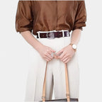 Women's Perforated Leather Belt Silver Pin Buckle | Corvaj | Beltary
