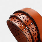 Women's Perforated Leather Belt Silver Pin Buckle | Corvaj | Beltary