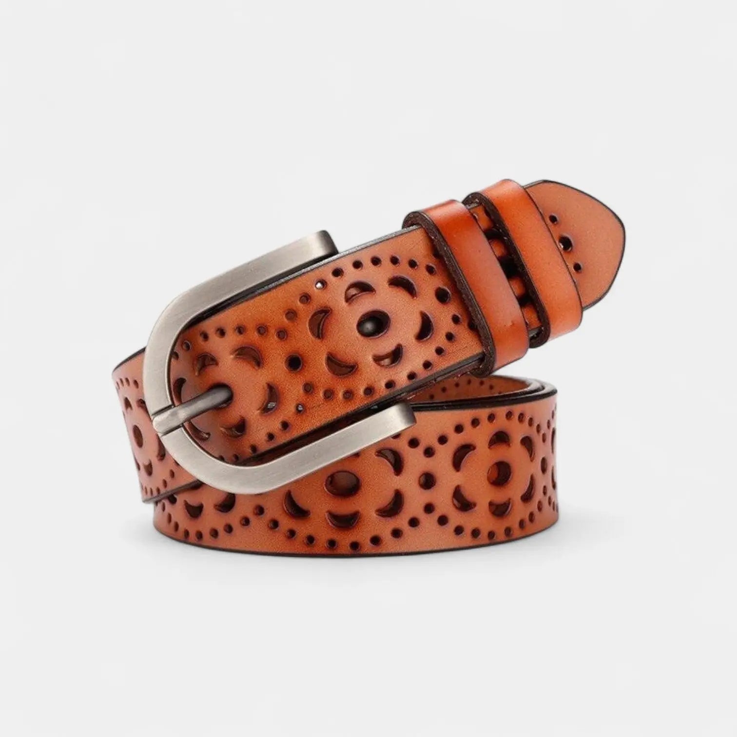 Women's Perforated Leather Belt Silver Pin Buckle | Corvaj | Beltary