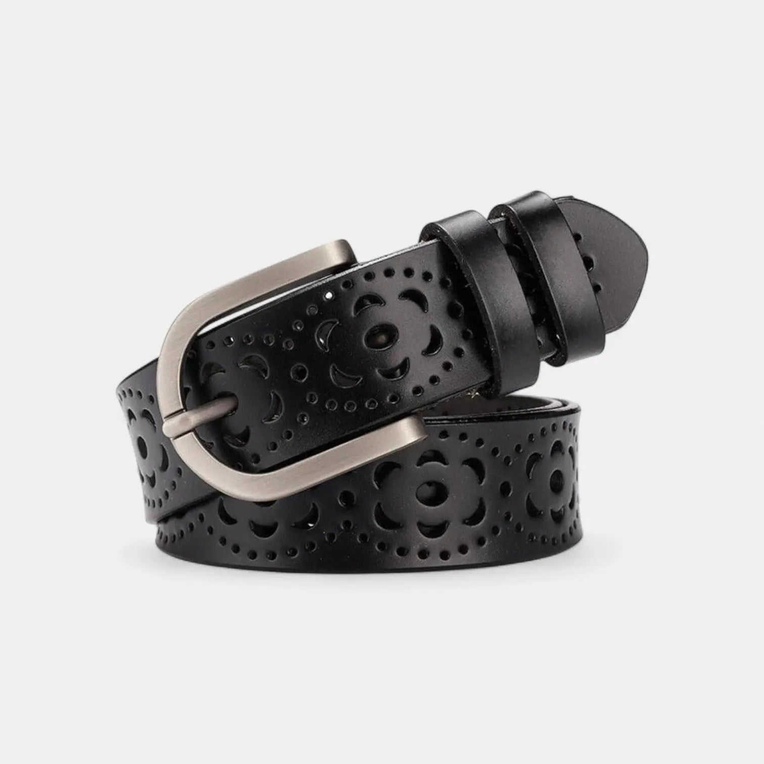 Women's Perforated Leather Belt Silver Pin Buckle | Corvaj | Beltary