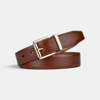 Women's Reversible Leather Belt 2 in 1 Gold Rectangular Buckle | Dorelvex | Beltary