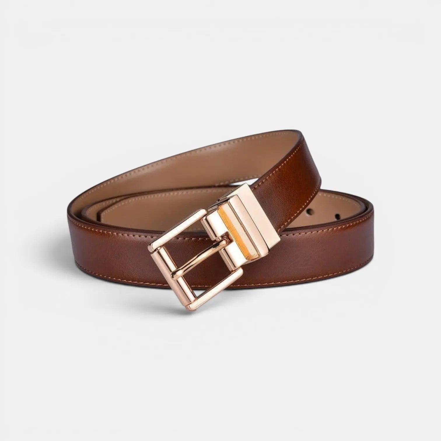 Women's Reversible Leather Belt 2 in 1 Gold Rectangular Buckle | Dorelvex | Beltary