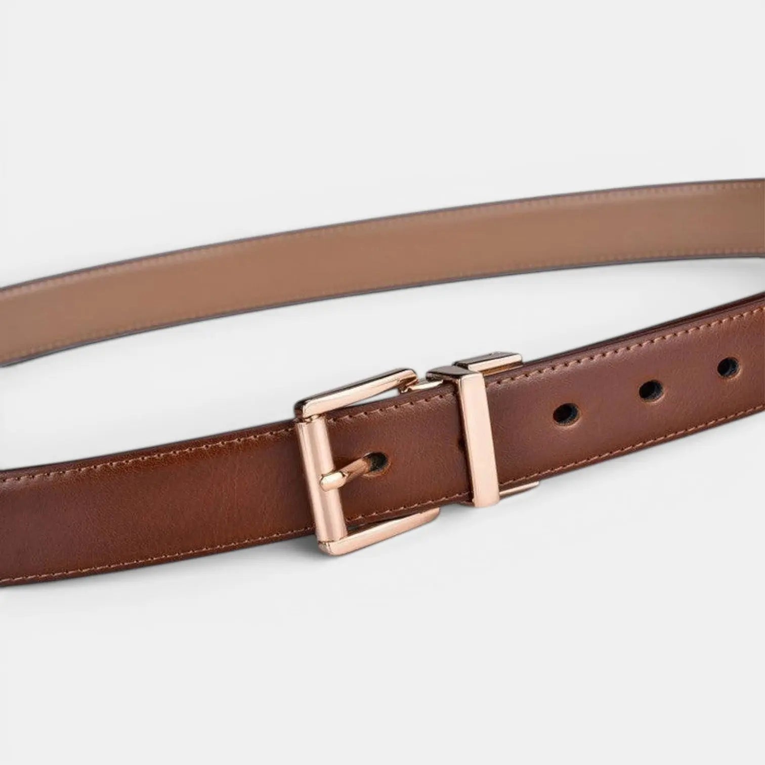 Women's Reversible Leather Belt 2 in 1 Gold Rectangular Buckle | Dorelvex | Beltary