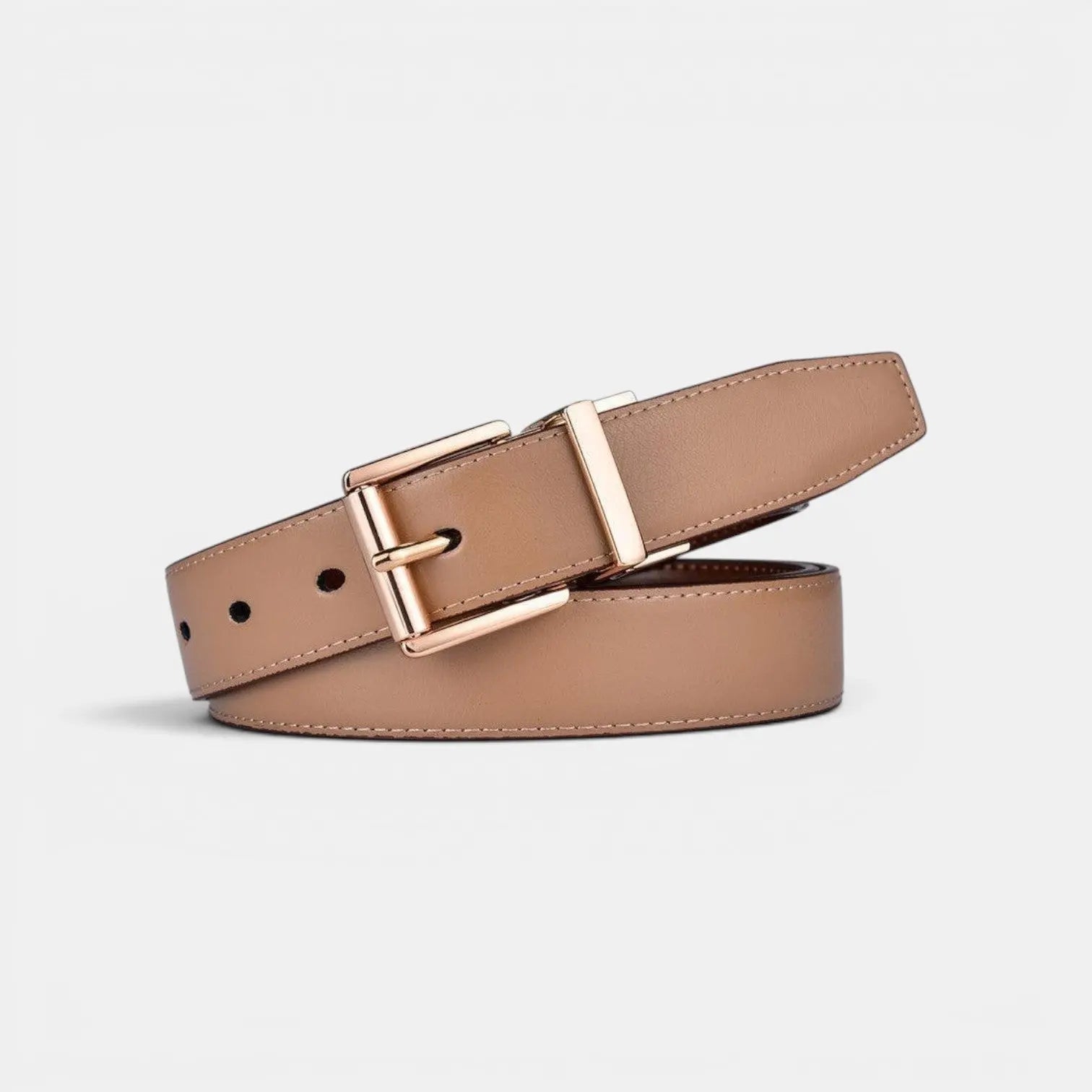 Women's Reversible Leather Belt 2 in 1 Gold Rectangular Buckle | Dorelvex | Beltary
