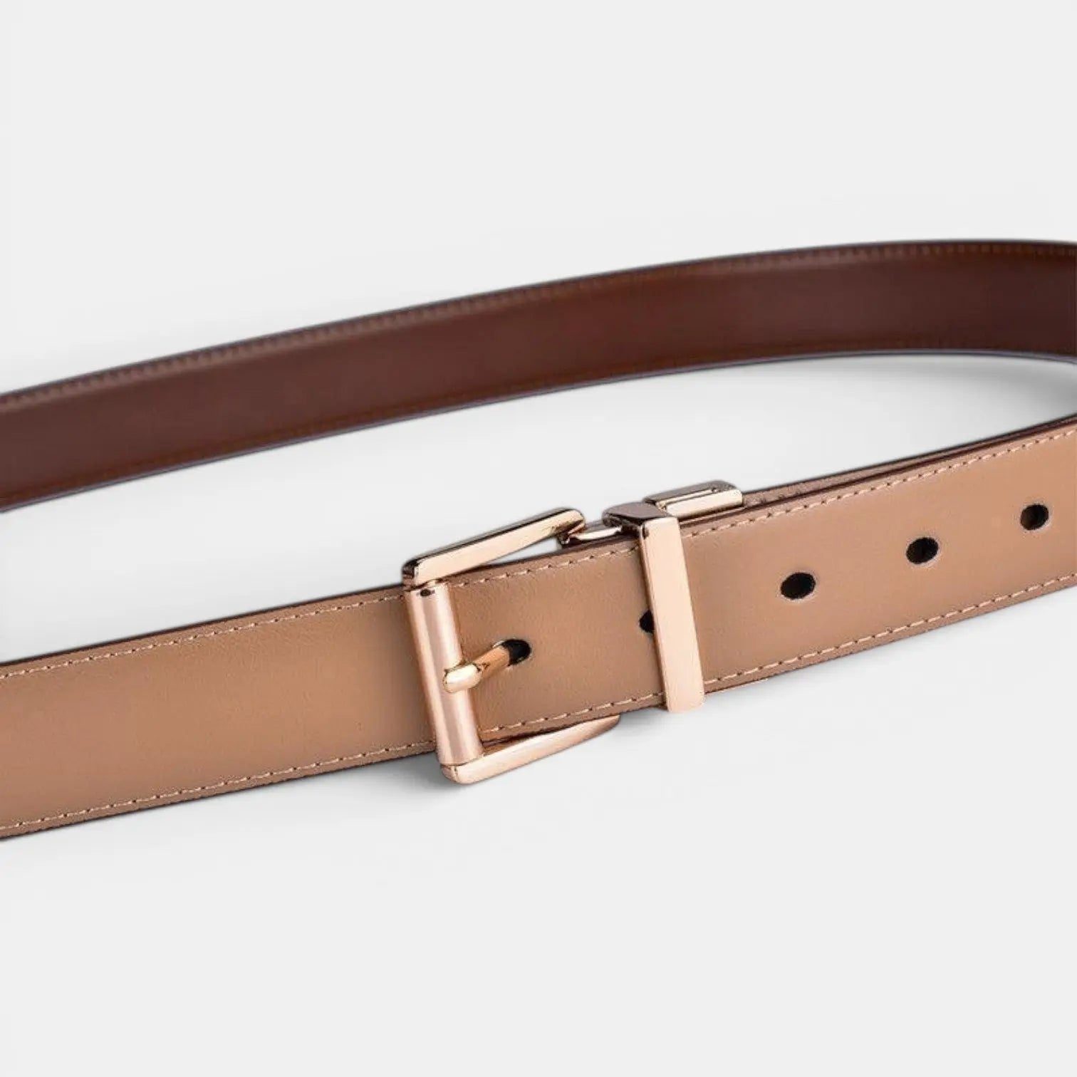 Women's Reversible Leather Belt 2 in 1 Gold Rectangular Buckle | Dorelvex | Beltary